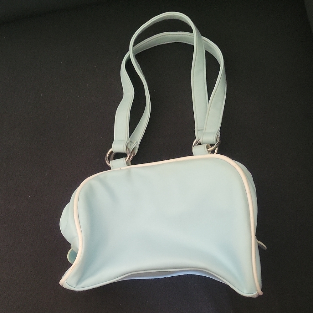 PLAYBOY Vintage Blue and White Shoulder Bag with Bunny Motif - Picture 2 of 5